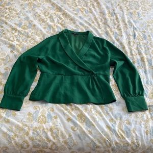 Emerald green blouse with side zipper. Size 12. J. Crew.